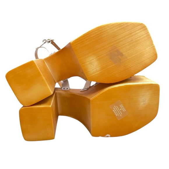 Steve Madden Caileen White Leather Y2K Chunky Platform Block Heel Sandals - Picture 8 of 11